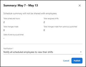 Publish summary message
