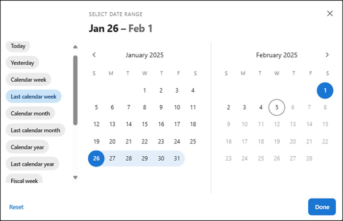 Date range selection
