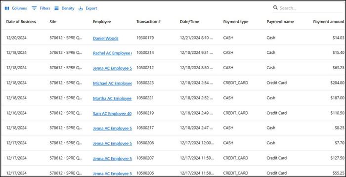 Payment report summary