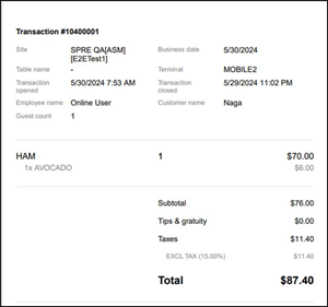 Transactions details in PDF