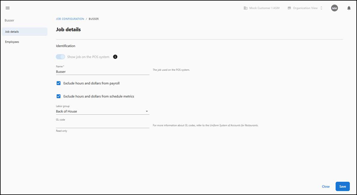 Job details screen