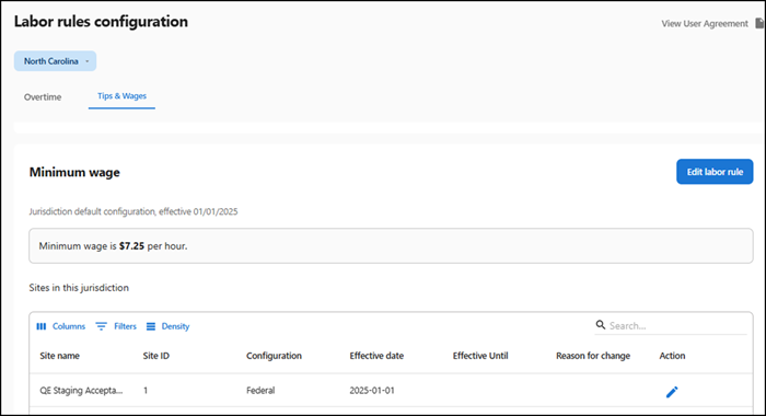 Screen of minimum wage