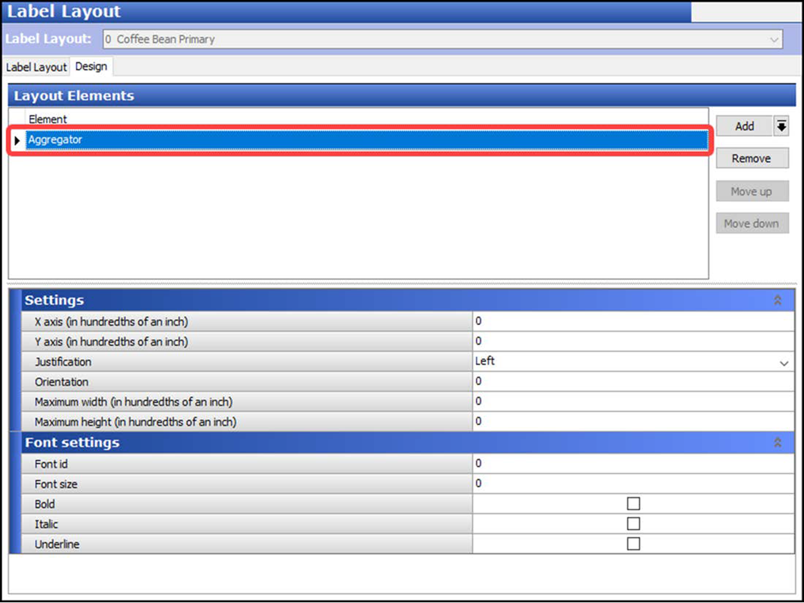 Sample of Label Layout Design Tab