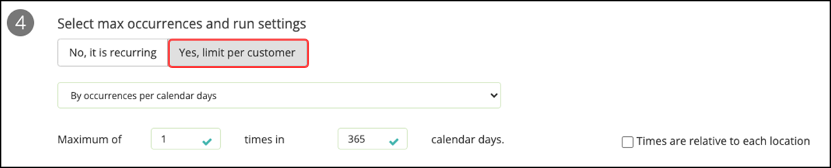 Select the frequency at which to run this rule