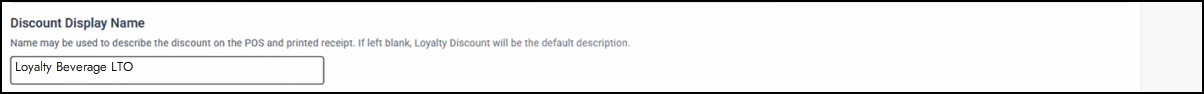 Text to appear as the discount name