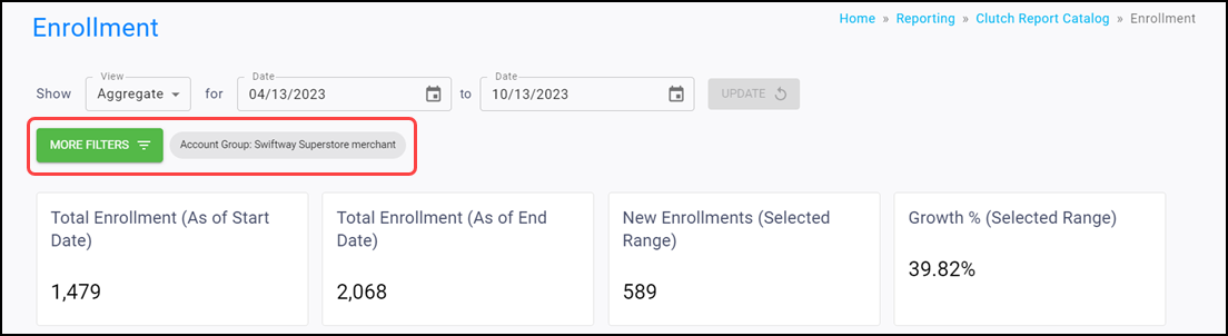 Report Catalog enrollment filters