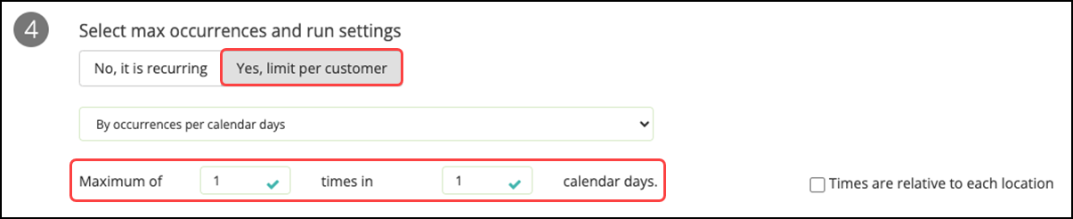 Select the frequency at which to run this rule