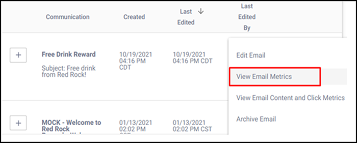 View email metrics