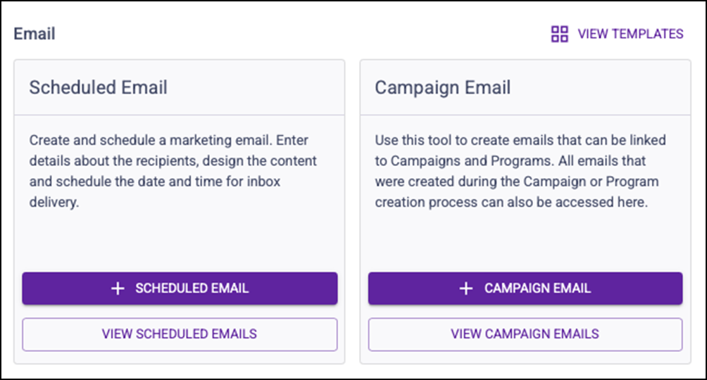 Scheduled vs. Campaign Email selection