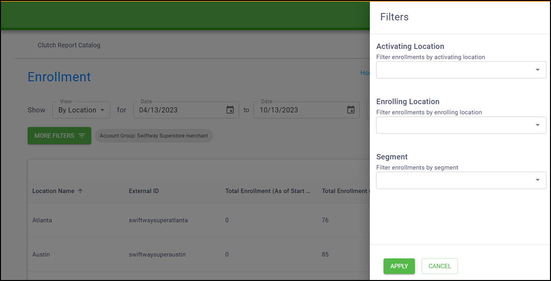 Additional filters to select