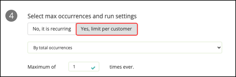 Select the frequency at which to run this rule