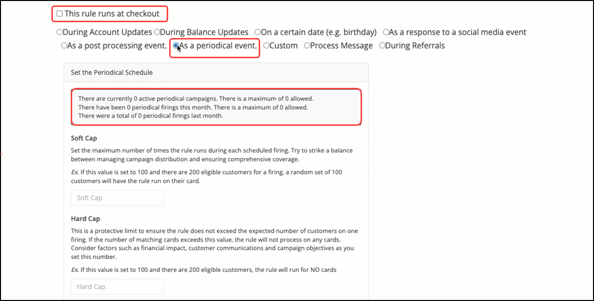 Select the periodical schedule for running this rule
