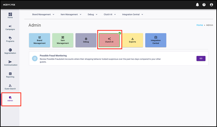 Sample screen of fraud monitoring
