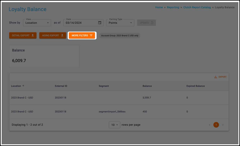 Click MORE FILTERS to expand your filter options
