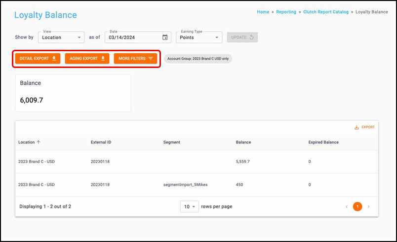 Viewing Loyalty Balance report