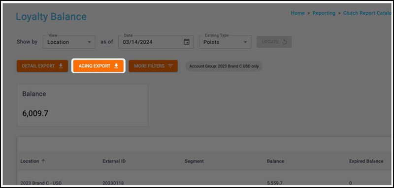 Click AGING EXPORT to generate an Excel file