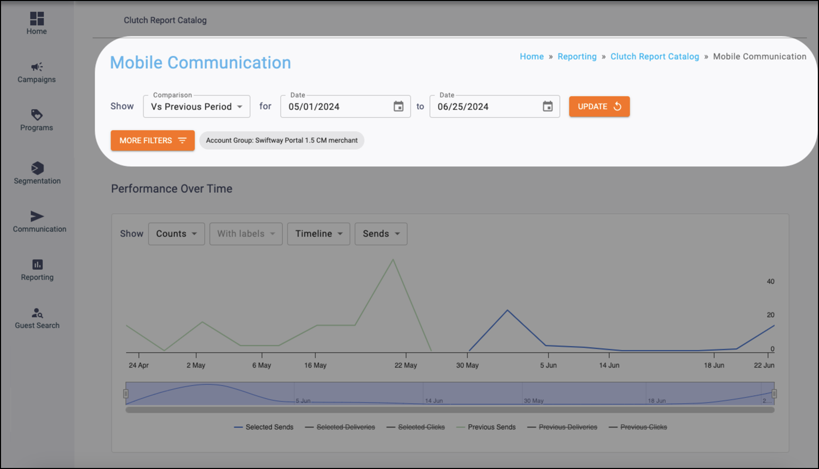 Mobile Communication Filter Selections