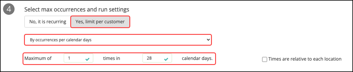 Select the frequency at which to run this rule