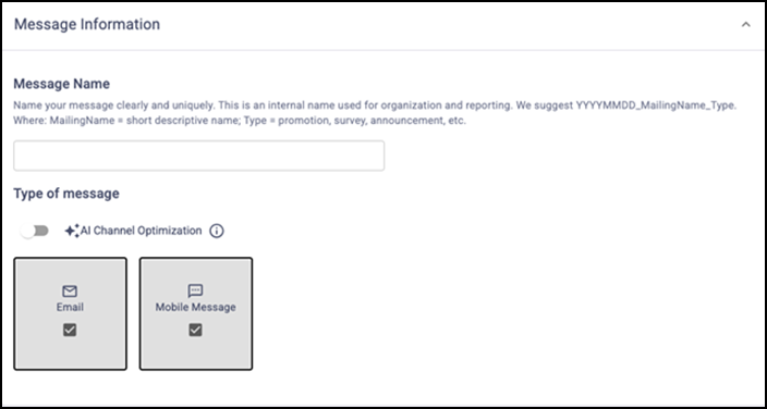 Sample screen of AI channel optimization