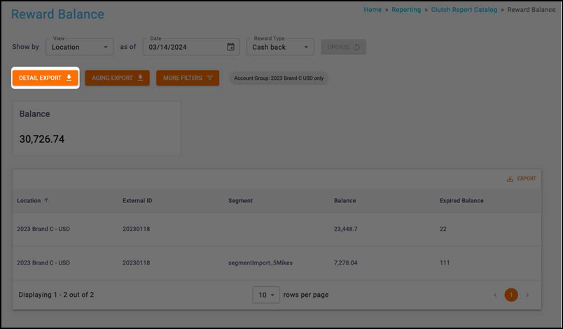 AGING EXPORT to expand your filter options