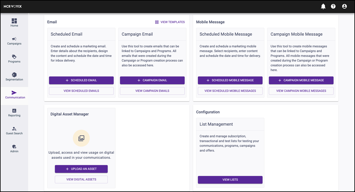 Selecting Communications option in left navigation pane