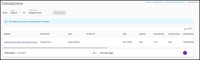 Viewing sample Transactions report
