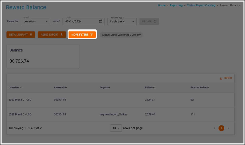 Click MORE FILTERS to expand your filter options