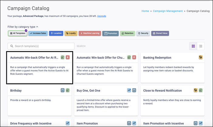 Automatic Win-back Offer for At Risk Customers - Tile