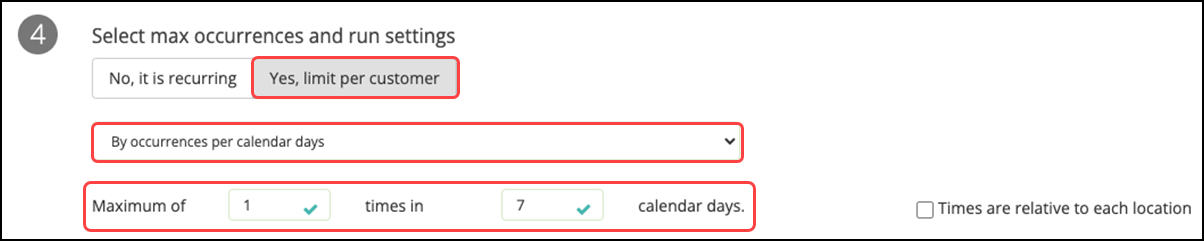 Select the frequency at which to run this rule