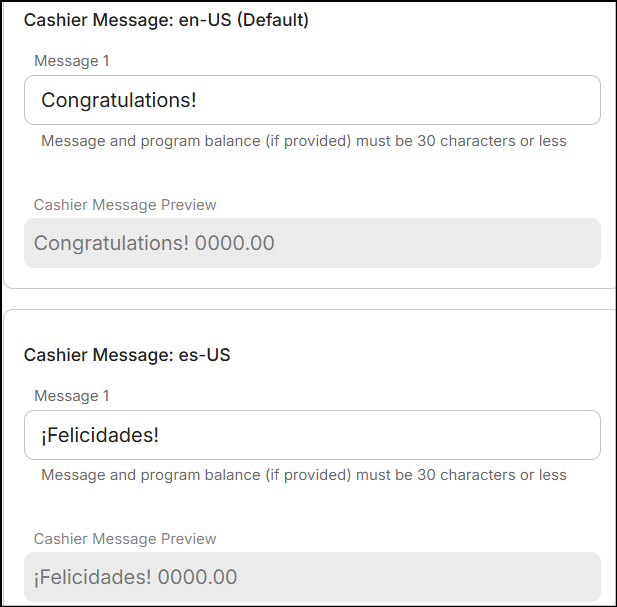 cashier message