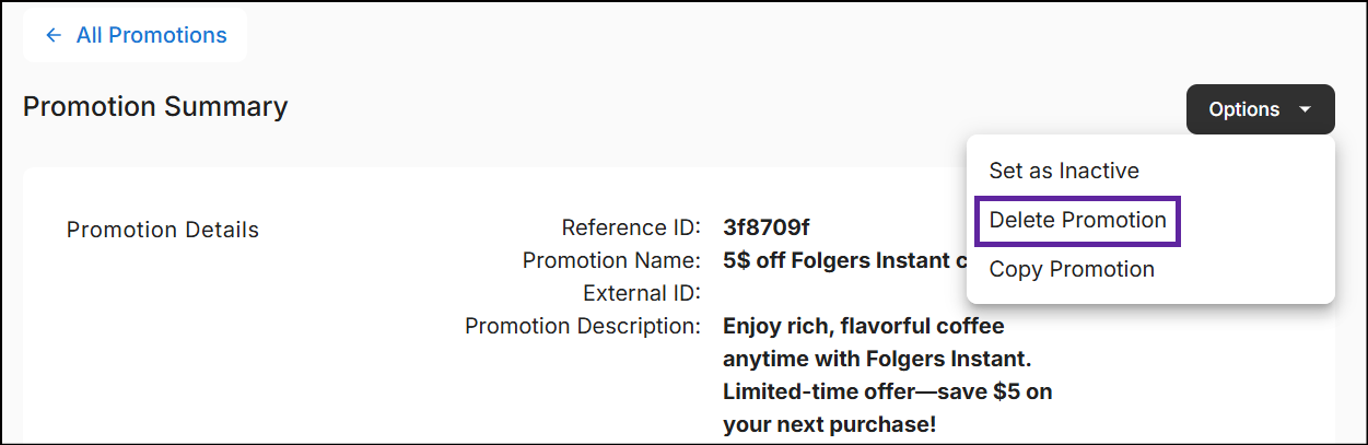 delete promotion