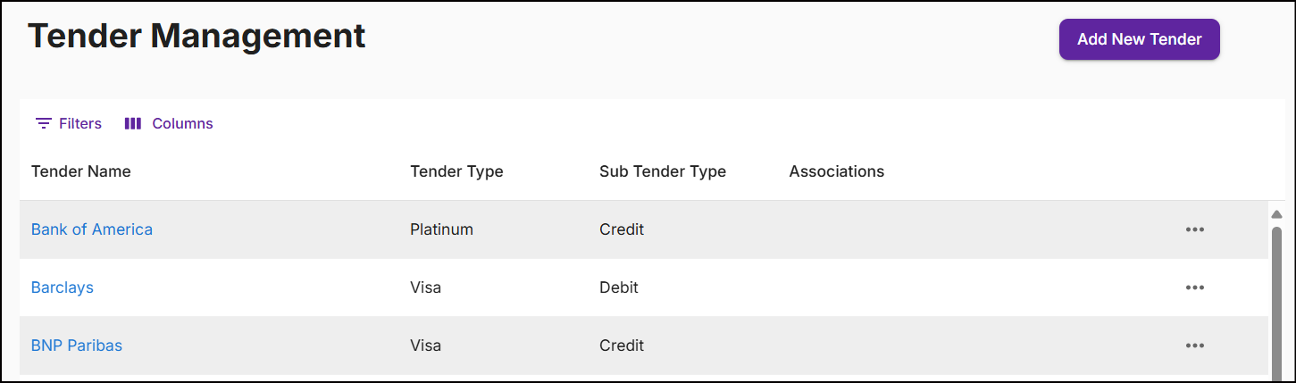 Tender management