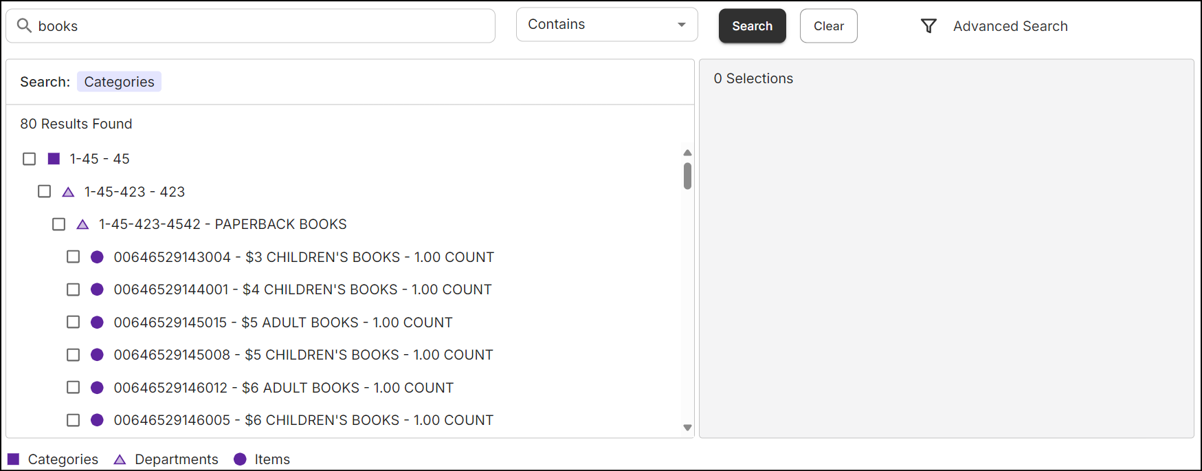 search results