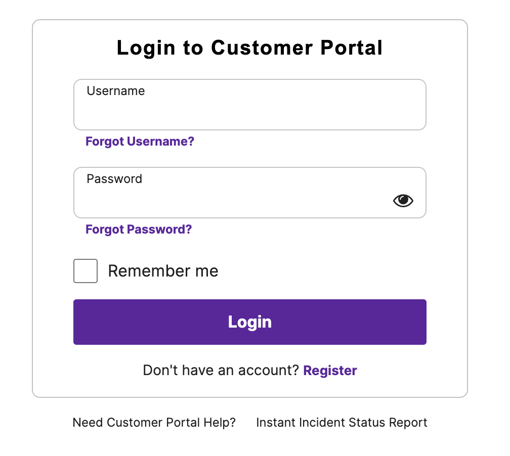 Customer Portal login