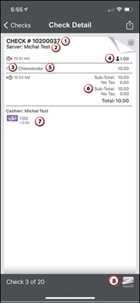 Sample Check Detail view