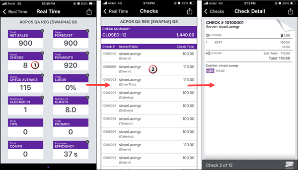 Sample Guest Checks view