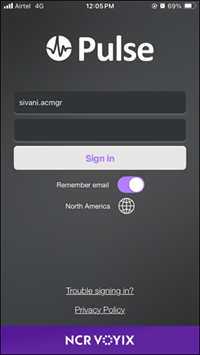 Pulse login screen