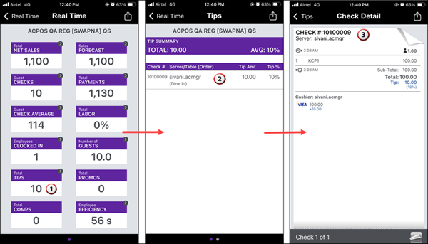 Sample Total Tips view